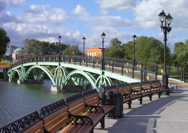 Pedestrian bridge in recreation zone of Tsaritsyno Ponds (bridge 1)
