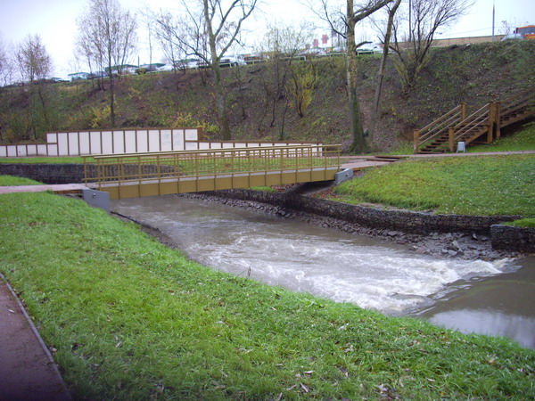 Arched pedestrian bridge in recreation zone of Likhoborka (bridge 2)