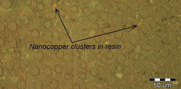 Nanocopper clusters in resin